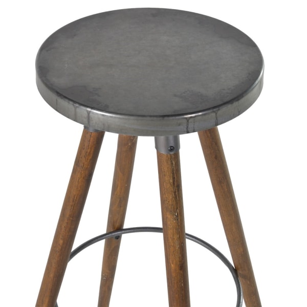 Tall Round Metal and Wood Bar Stool top