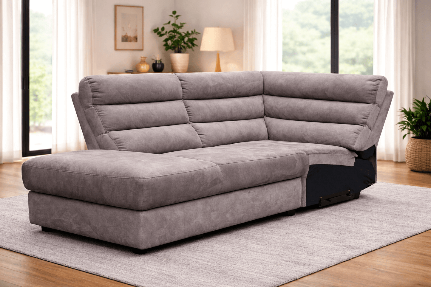 Urban Modular - Brown-Grey - Fabric LHF Square Corner Chaise