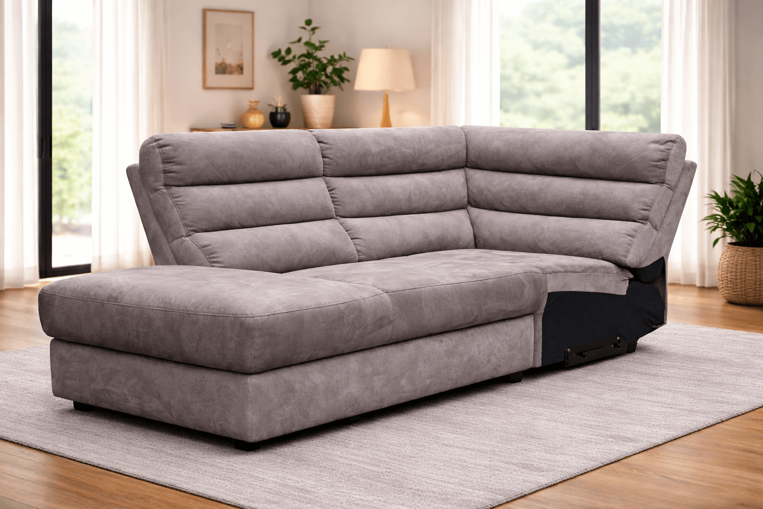 Urban Modular - Brown-Grey - Fabric LHF Square Corner Chaise