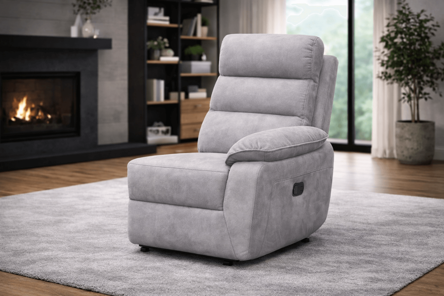 Urban Modular - Gray-Charcoal - Fabric RHF Recliner