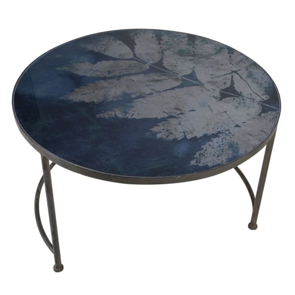 leaf glass blue glass coffee table
