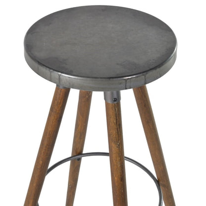 Tall Round Metal and Wood Bar Stool top