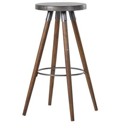 Tall Round Metal and Wood Bar Stool