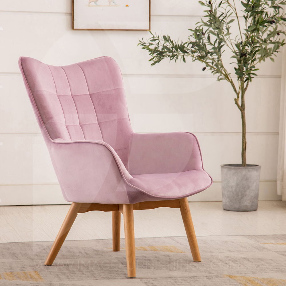kayla pink velvet armchair