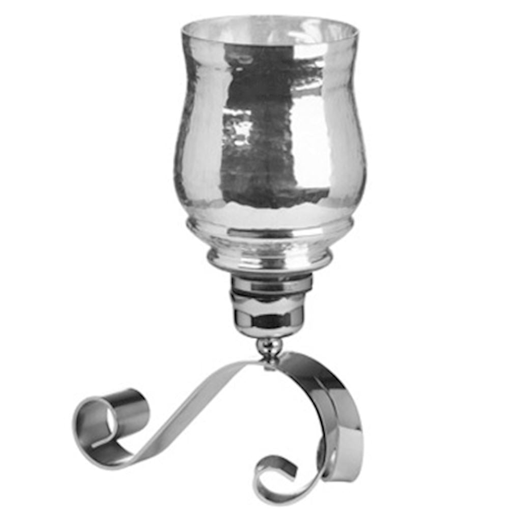 SMALL SILVER CANDLE LAMP 29CM
