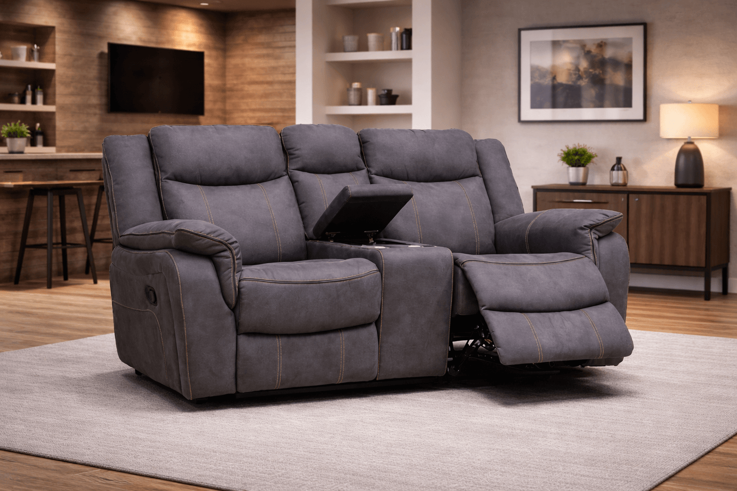 Brooklyn Charcoal - Fabric 2RR Console