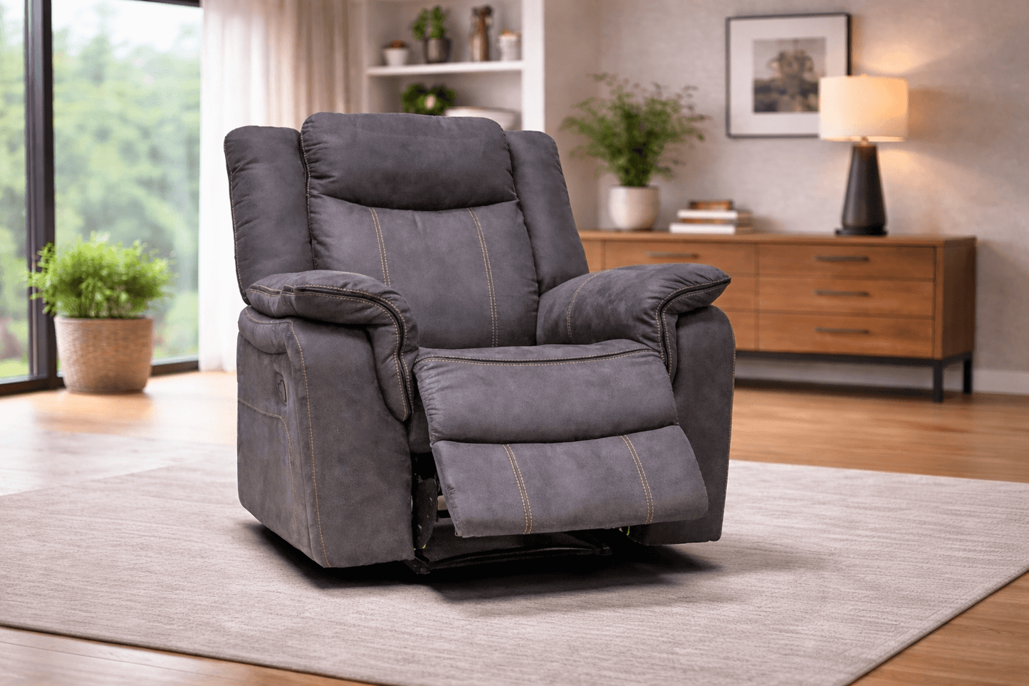 Brooklyn Charcoal - Fabric Recliner Chair