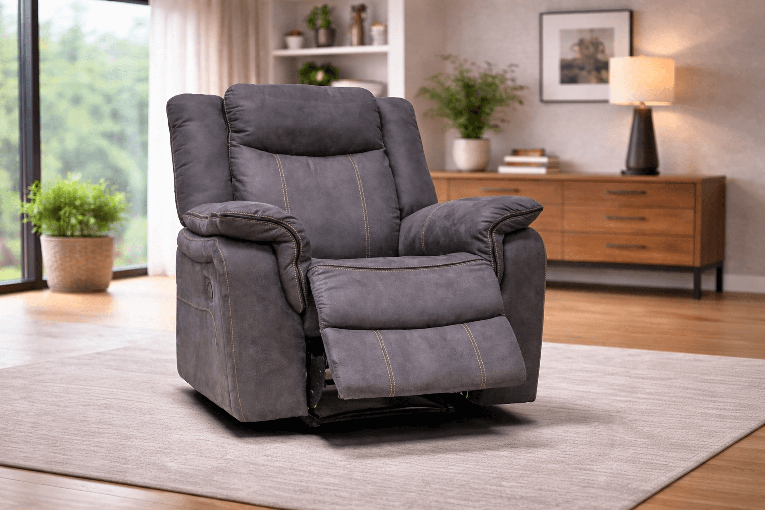 Brooklyn Charcoal - Fabric Recliner Chair