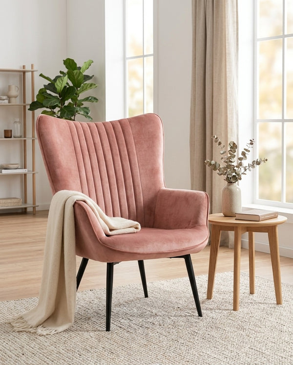Lynn Blush Velvet Armchair