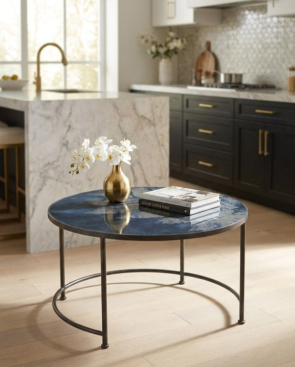 Leaf Glass Coffee Table Blue