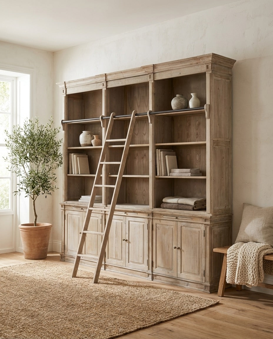 Triple Bookcase with Ladder