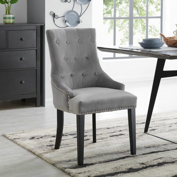 front of silver dining chair